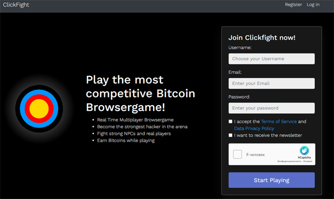 Clickfight - play and earn bitcoins